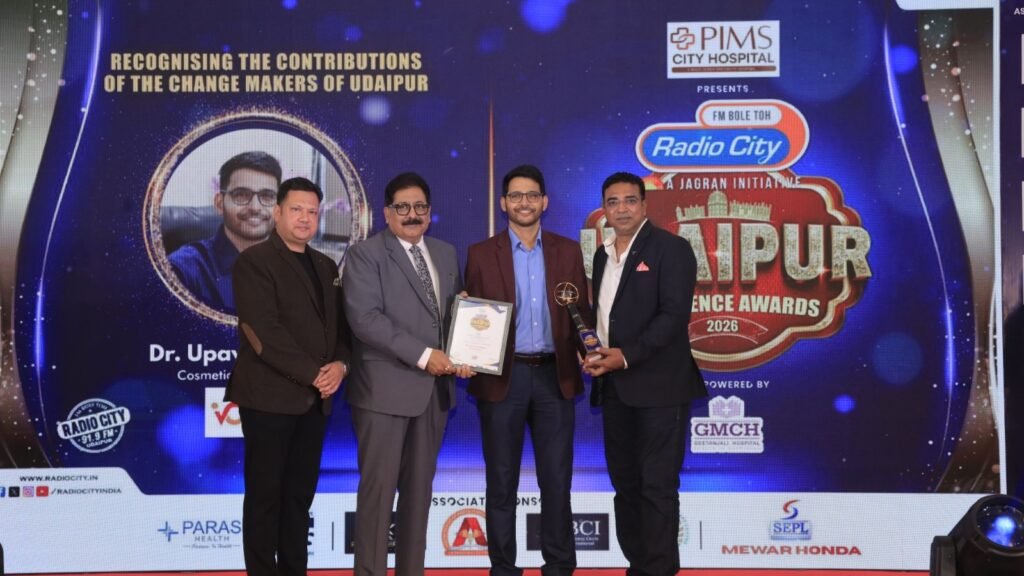 Cosmetic Dermatologist Dr. Upavan Pandya was honored with the “Udaipur Excellence Award 2026”